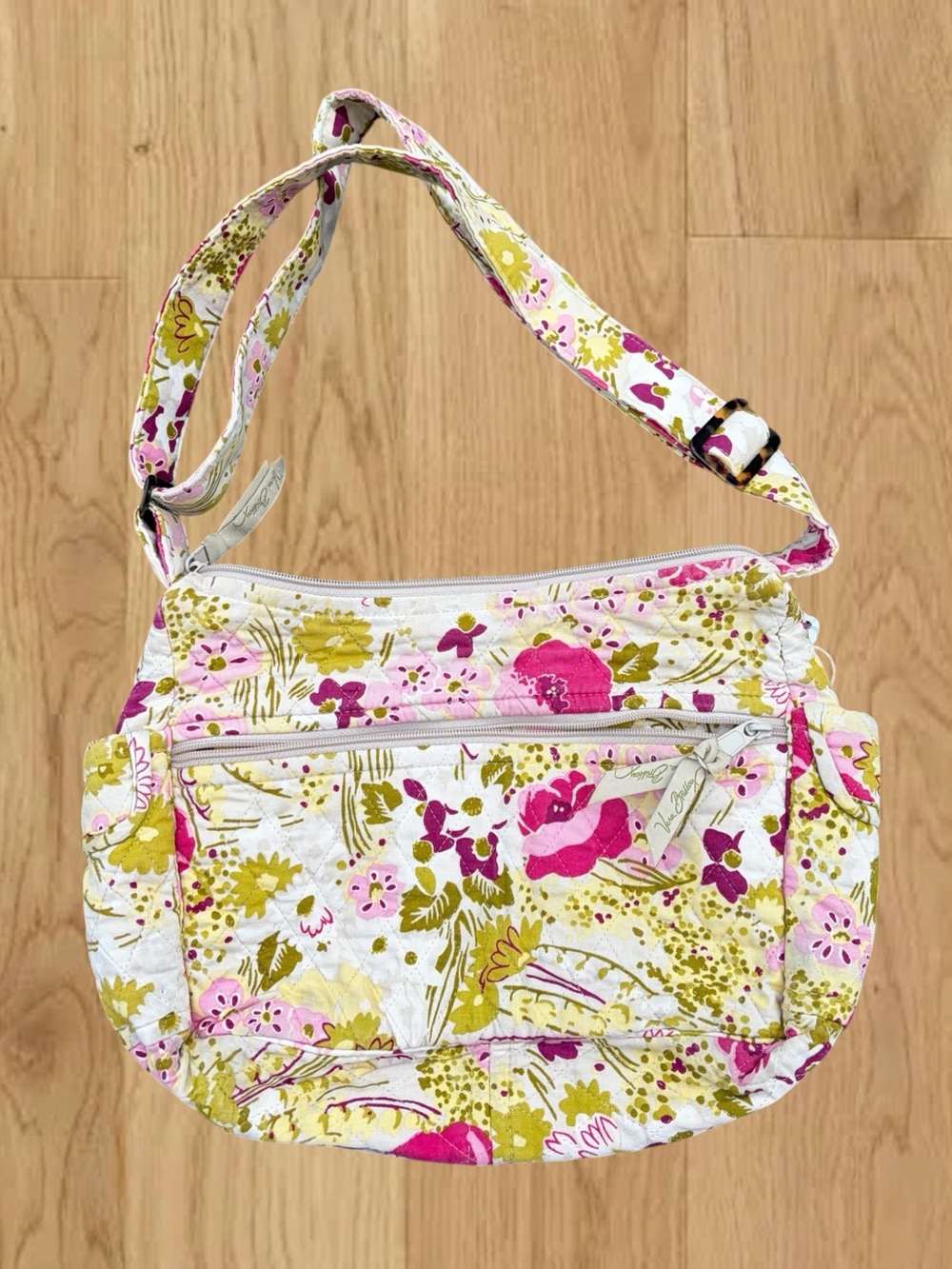 Vera Bradley Make Me Blush Crossbody Shoulder Bag Pink Floral Quilted Cotton